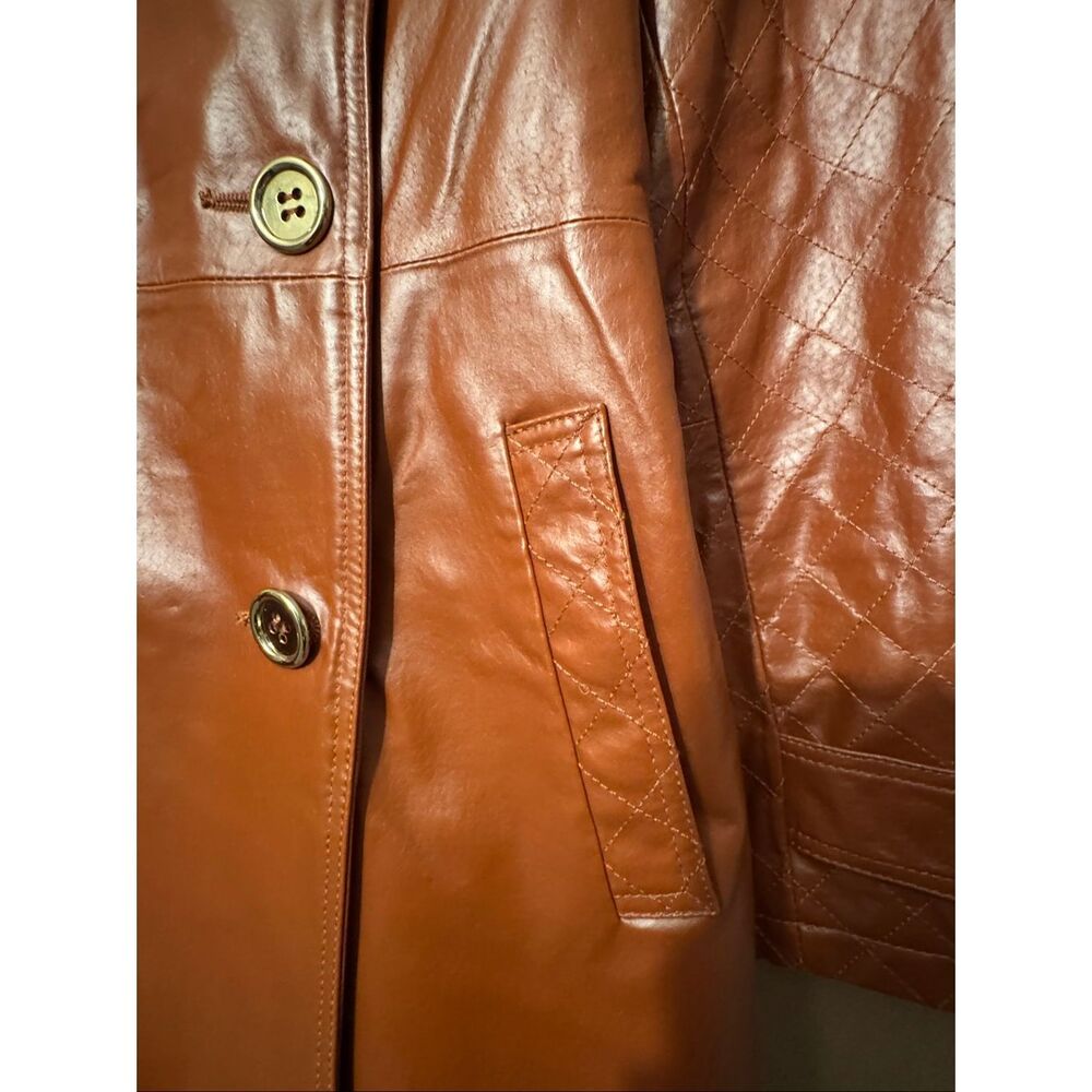 IMAN Leather Coat Tie Waist - Picture 7 of 15